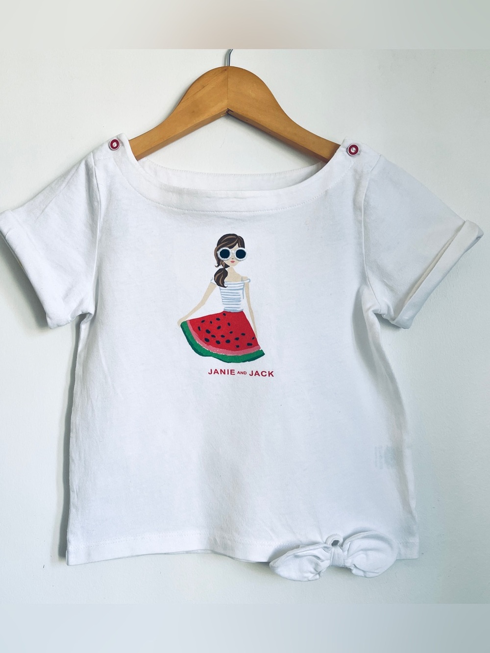 Size 5 Janie and Jack White Graphic T-Shirt Top Watermelon 🍉